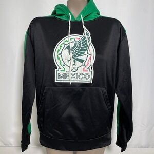 Mexico National Soccer Team Crest Black Green Hoodie Sweatshirt Women's XL